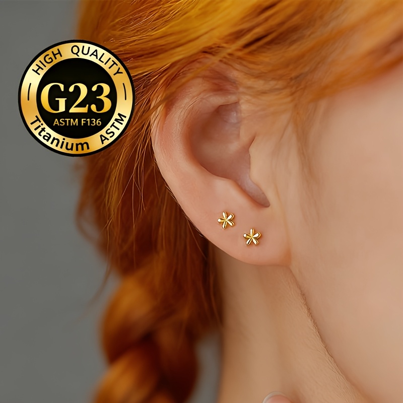 Exquisite Daisy Stud Earring, G23 Titanium Floral Design
